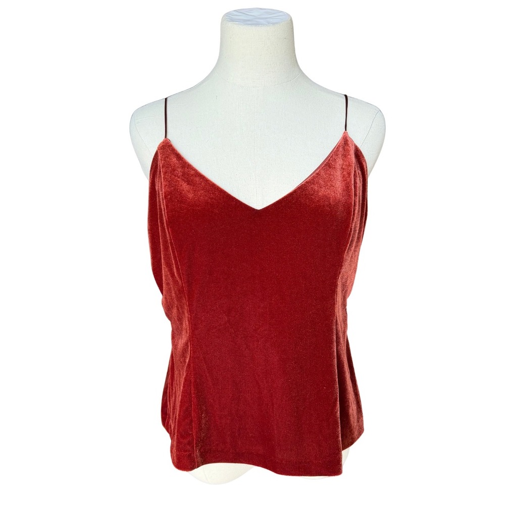 Banana Republic Velvet V-Neck Camisole Cami Tank Top Rust Red Orange Size L